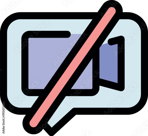 Crossed out video camera icon symbolizing turning off the camera during a virtual meeting