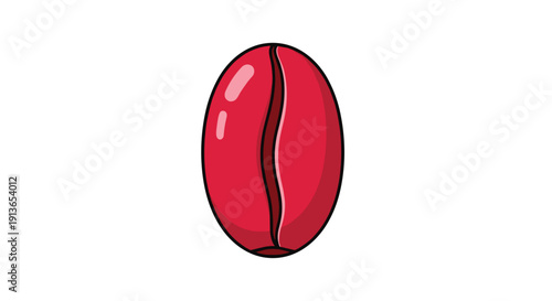 A single vibrant, ripe red coffee bean with a central groove is isolated on a pure white background.