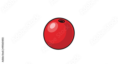 A solitary shiny red round bead with a small black hole in the center, depicted against a plain white background in simple illustration style.