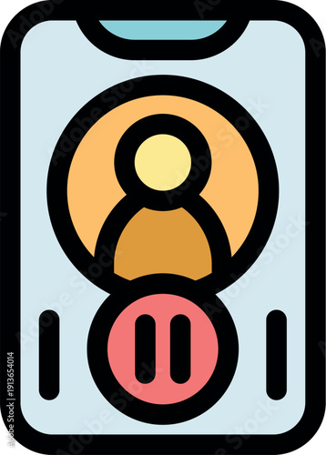 Mobile phone screen showing a paused profile page, featuring a user icon and a prominent pause symbol, suggesting temporary inactivity or account suspension