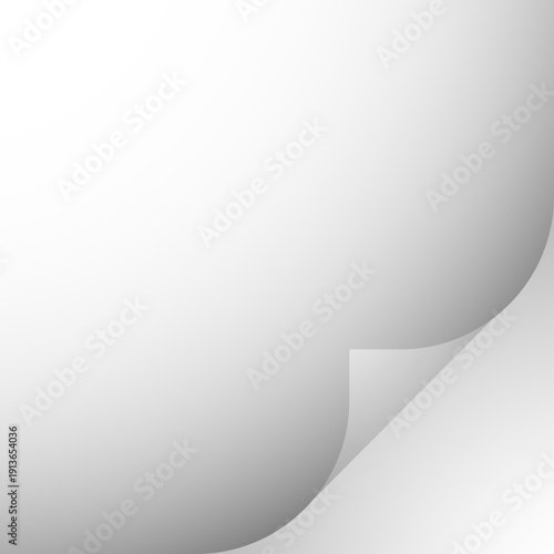 Blank white sheet of paper with a curled corner design featuring a realistic shadow and empty space for a business document or note template vector illustration