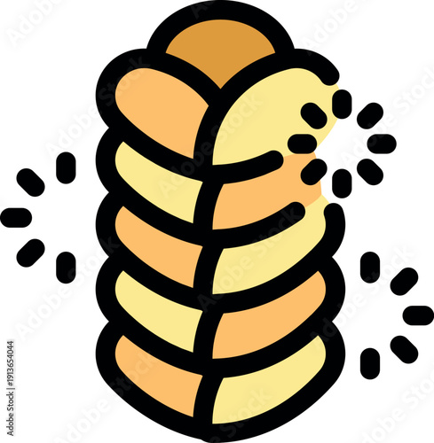 Golden brown loaf of spelt bread, radiating a warm, inviting glow, embodying freshness and quality