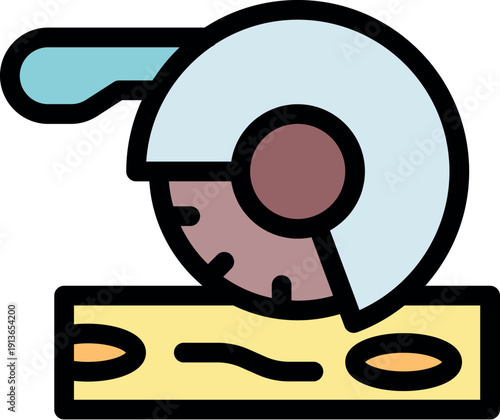 Circular saw cutting a wooden plank, representing carpentry, construction, and woodworking