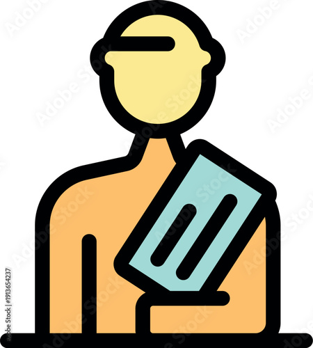 Person is holding injured arm in sling after accident, healthcare and medical treatment concept