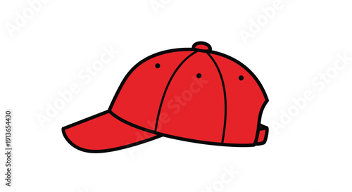 A red baseball cap presented from a direct side view with an adjustable back strap detail against a white background.