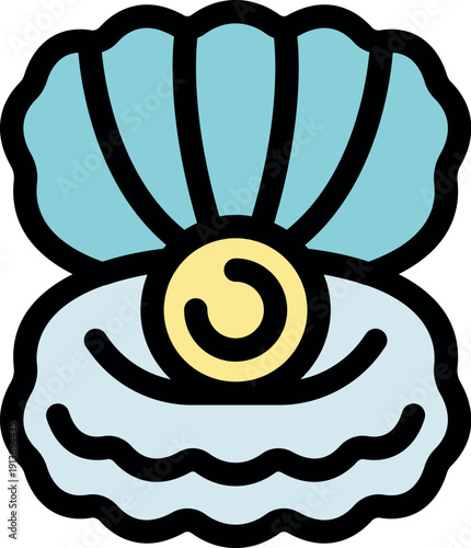 Open shell revealing a beautiful pearl resting on the mantle, showcasing the iridescent nacreous layer