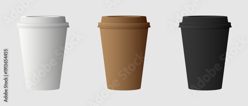 Wallpaper Mural Takeaway Coffee Cups with Lids in Neutral Colors Torontodigital.ca