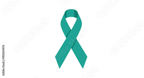 A simple, flat graphic illustration displays a teal awareness ribbon, symbolizing support for various health causes.