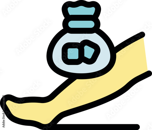 Ice pack being applied to injured leg, providing pain relief and reducing swelling