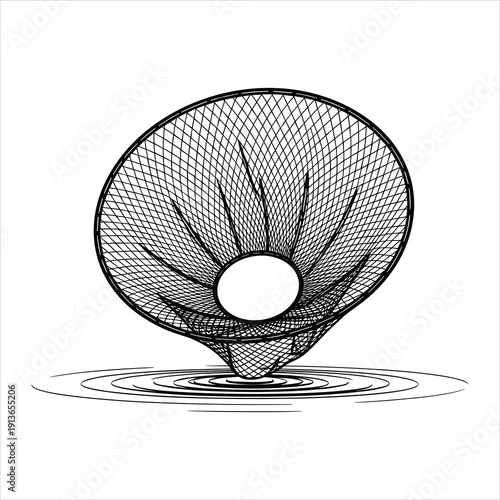 Fishing nets in water vector silhouette