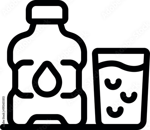 Mouthwash bottle and glass ensure fresh breath and healthy gums, promoting daily oral hygiene routine