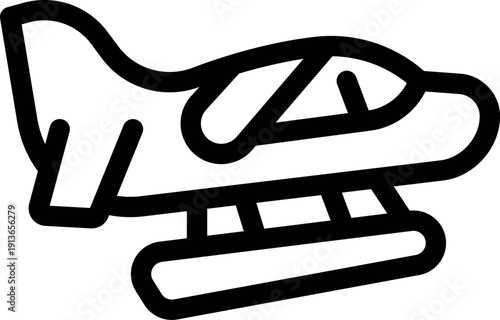 Small seaplane floating on water, featuring pontoons for landing and taking off from water surfaces