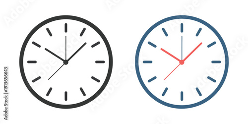 Clock Icon, simple wall clock vector symbol, minimal flat design