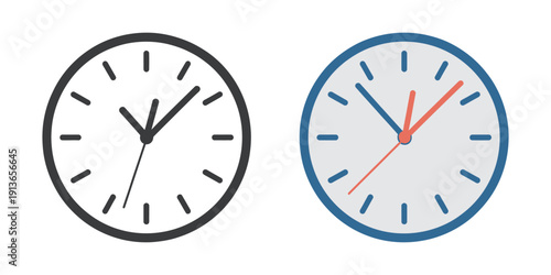 Clock Icon, simple wall clock vector symbol, minimal flat design