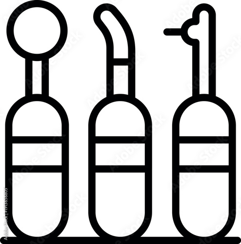 Dental instruments including mirror, sickle probe, and airwater syringe resting on a tray, representing oral hygiene and healthcare