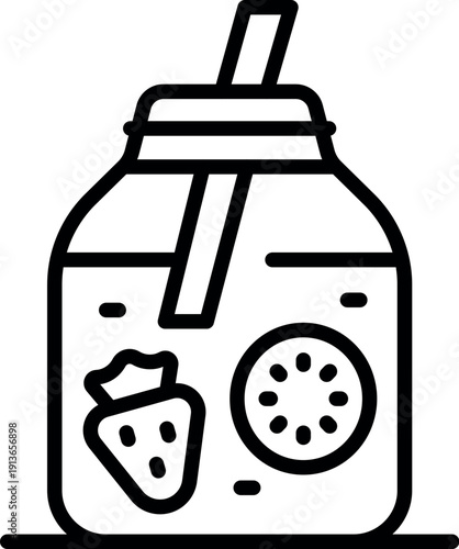 Refreshing detox water with strawberry and kiwi in mason jar with straw promotes a healthy lifestyle