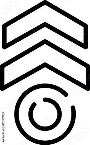 Uploading icon with three upward arrows and loading circle, representing data transfer in progress