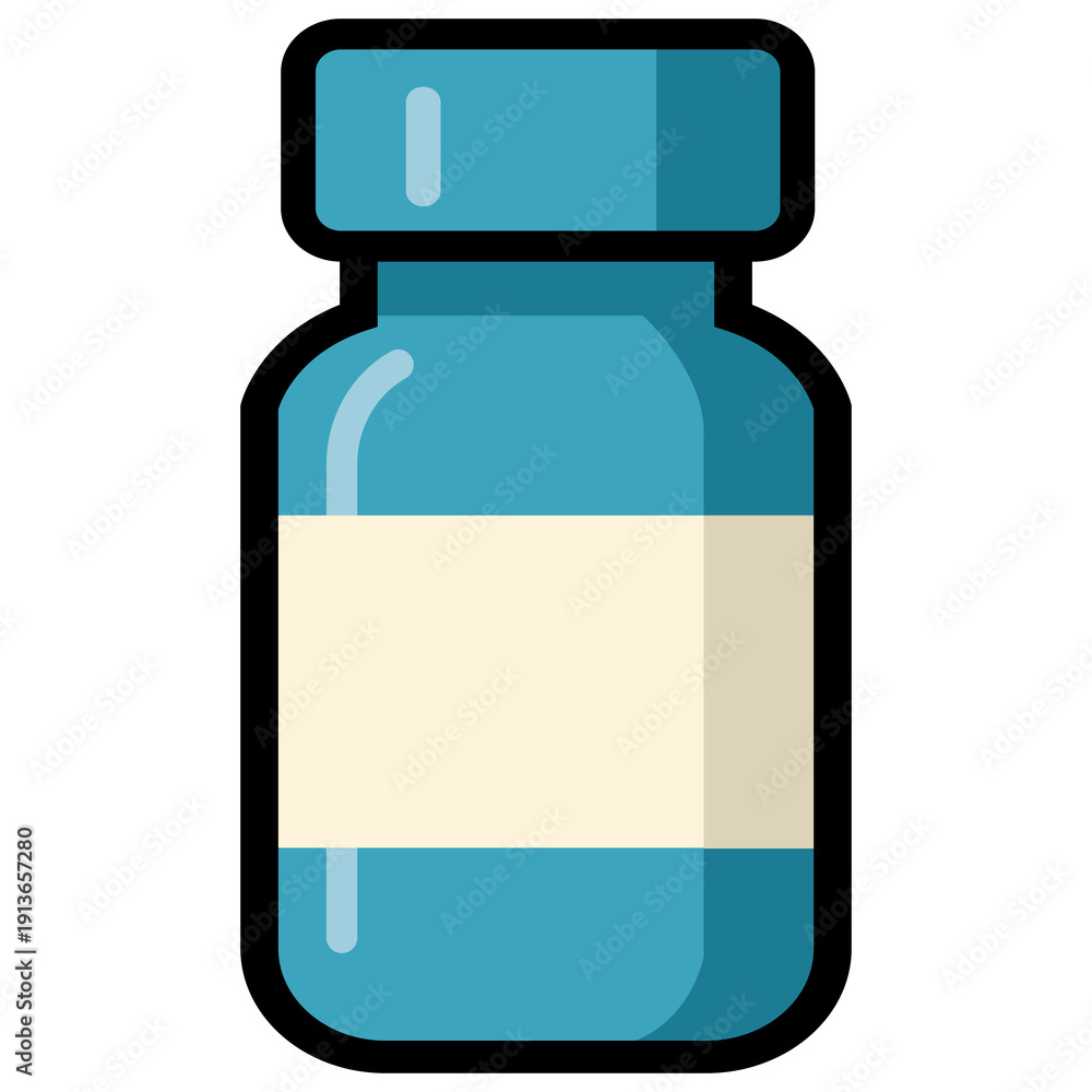 Fototapeta premium Blue Medicine bottle vector illustration.