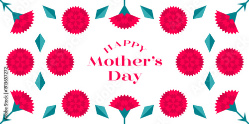 母の日 幾何学模様のカーネーション　フレーム・背景