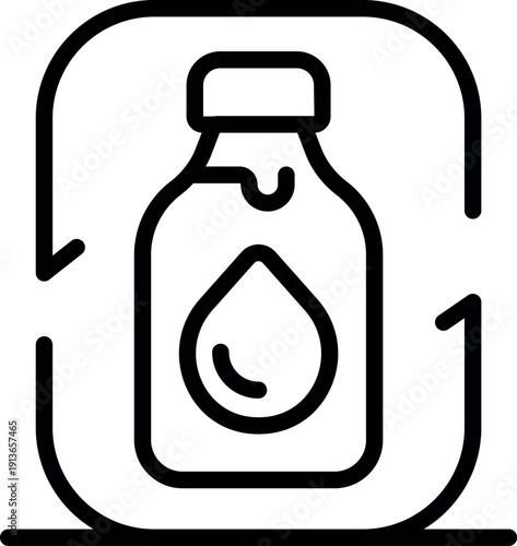 Recycling water bottle icon promoting reuse, sustainability, and eco conscious hydration practices