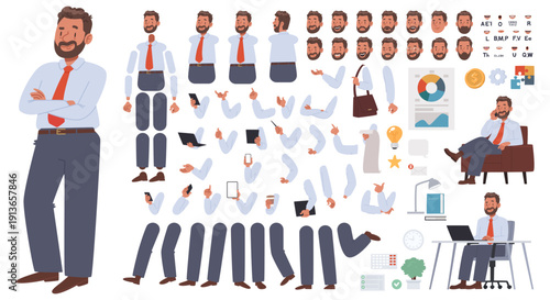 Office manager character creation kit with poses and gestures