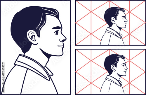 AI Face Recognition Icon with Detection Grid for Identity and Biometric Security