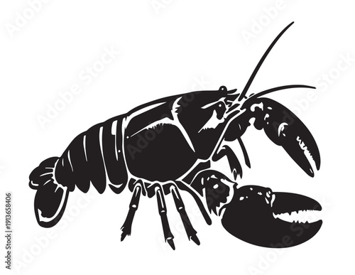 Fresh raw crayfish seafood vector illustration with red claws and antennae isolated on a white background