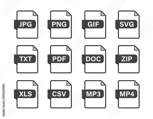 データファイル　アイコン　セット　ビジネス　シンプル　フラット　data file icon