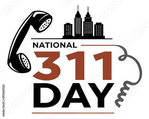 National 311 Day Design, Customer Service, Helpline and Civic Support Vector