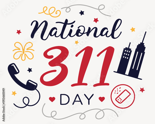 NATIONAL 311 DAY vector illustration isolated on white background