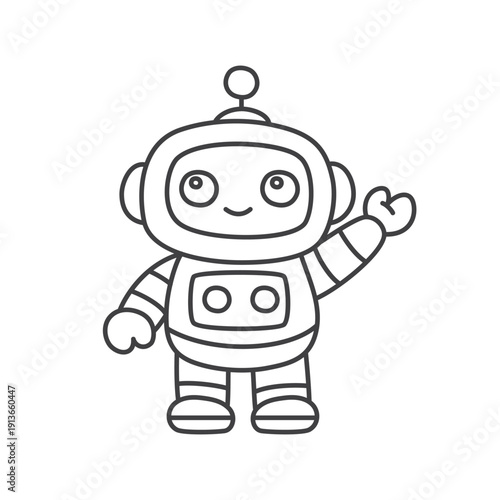 Robot outline icon isolated flat style design.
