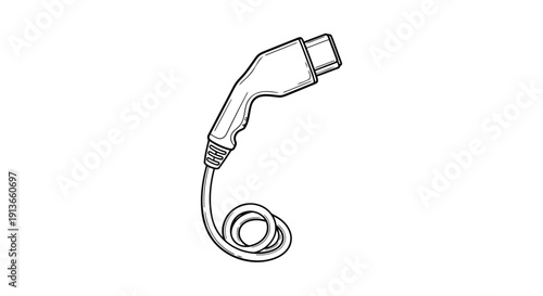 Charging Cable in focus: A sleek electric vehicle charging cable, ready to power the future. Illustrating a seamless connection of the cutting-edge.