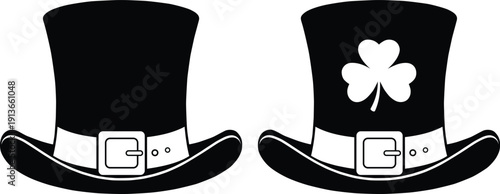 Top hats with buckle and shamrock
