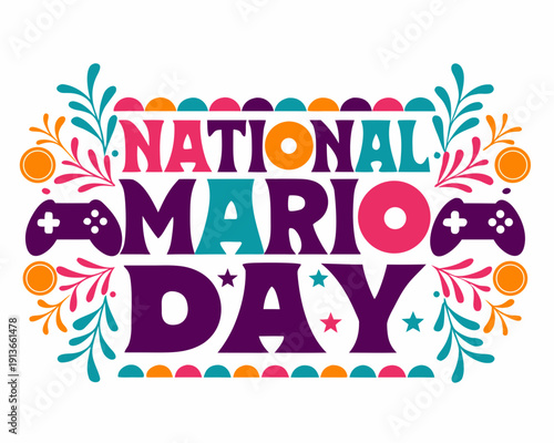 Φωτογραφία NATIONAL MARIO DAY vector illustration isolated on white background
