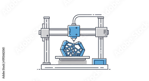 3D Printer Creating a Complex Geometric Object with Precision.