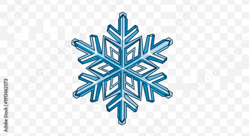 A beautiful blue snowflake with intricate geometric patterns.