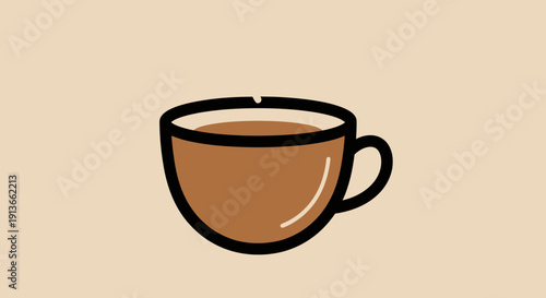 A simple brown cup filled with a warm beverage.