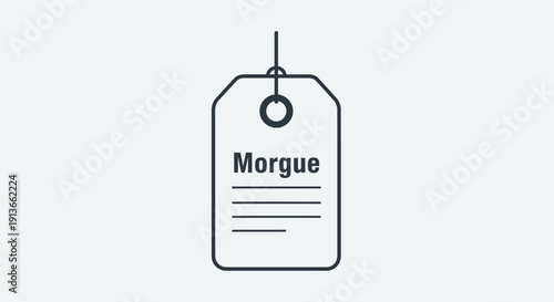 A simple line drawing of a tag labeled Morgue.