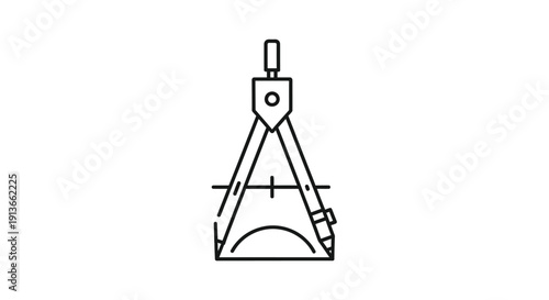 A simple line drawing of a drafting compass tool.