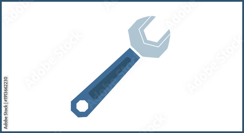 A simple illustration of a blue wrench tool.