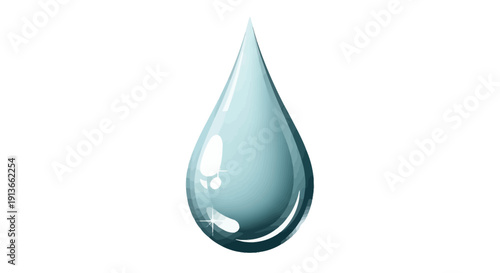 A single clear water droplet suspended in space.