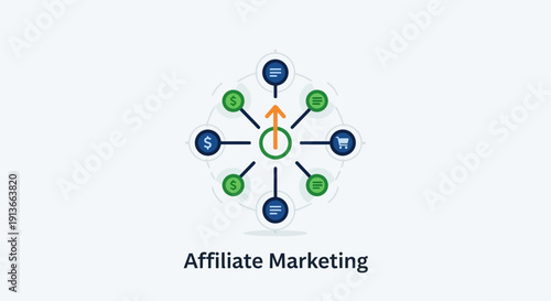 Affiliate Marketing Network Diagram Illustrating Connections and Growth.