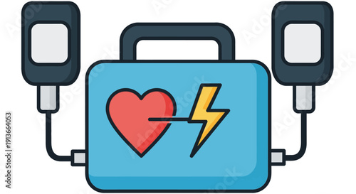 Automated External Defibrillator Medical Device Icon.