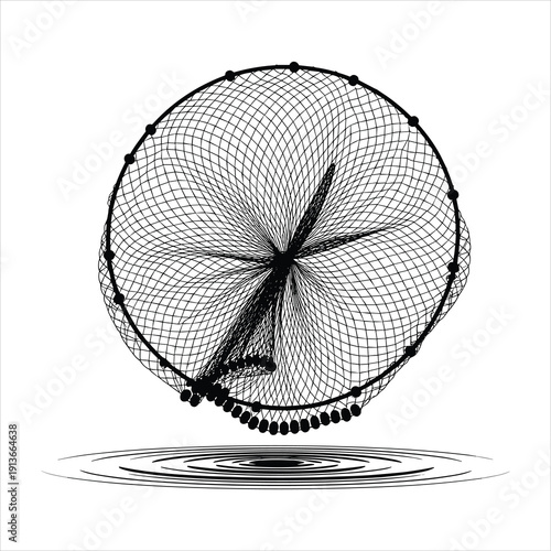 Fishing nets in water vector silhouette