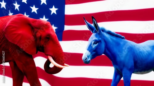 Wallpaper Mural Political Divide - Elephant vs Donkey in American Politics. Torontodigital.ca