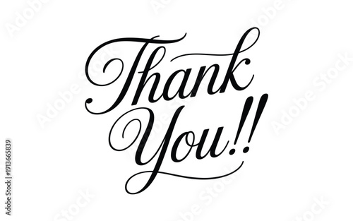 Elegant cursive typography spells out thank you with flourish and grace