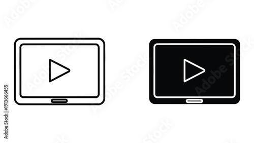 Video play icon on laptop screen