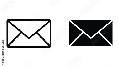 Envelope icons in black and white