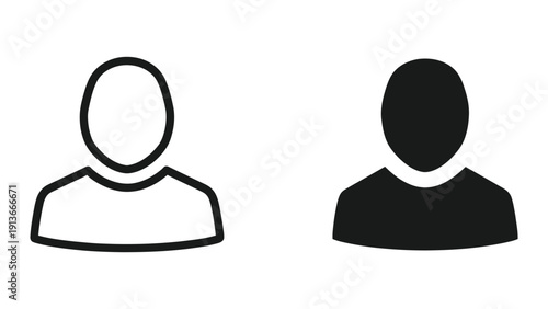 Two Simple User Icons in Black and White