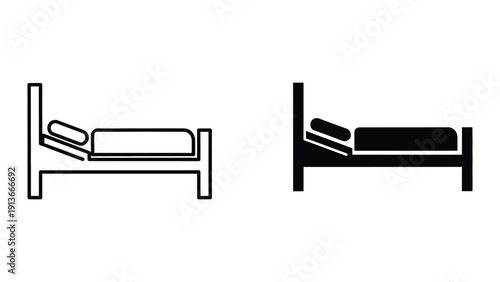 Black and white bed icons
